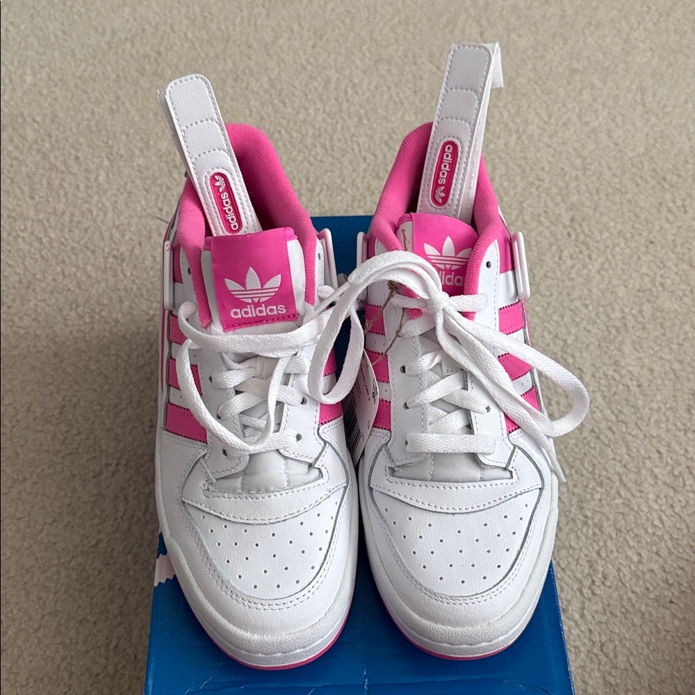 Adidas Kids' Forum Low J Sneakers size 7 (Adult 8.5) pink and white - Picture 6 of 7